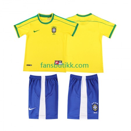 Fotballdrakt Brasil Barn Retro Hjemmetrøye 1998 Kortermet